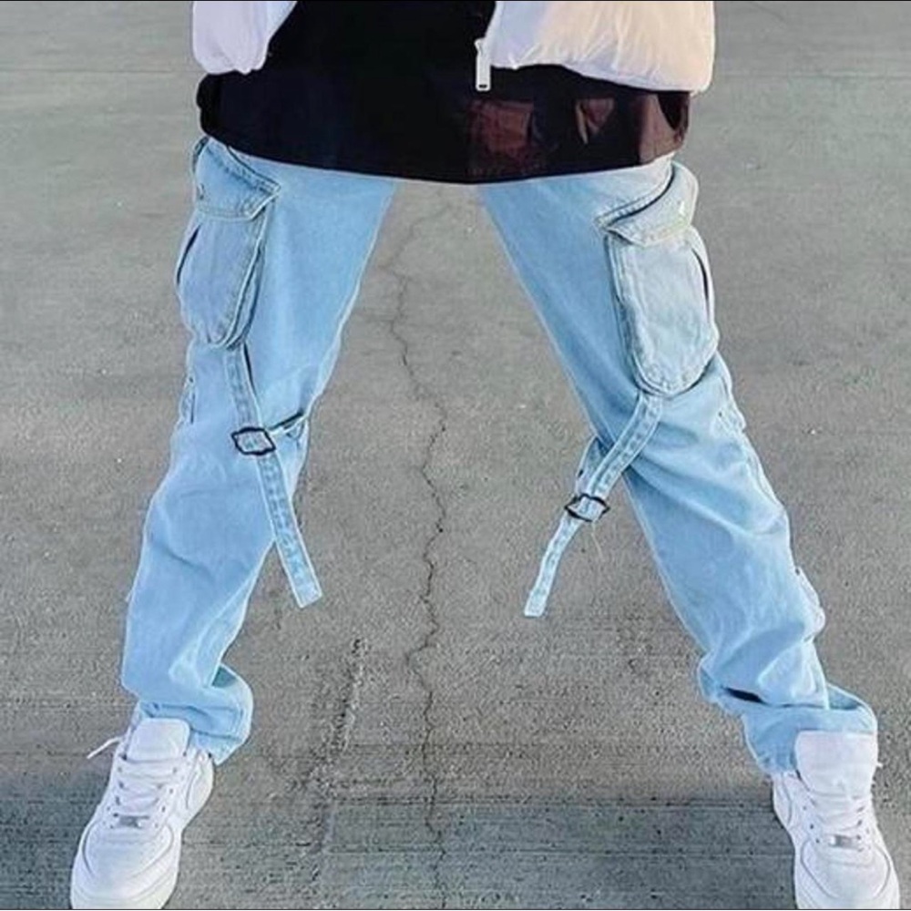 Boohoo Mens Jean Cargo Pants